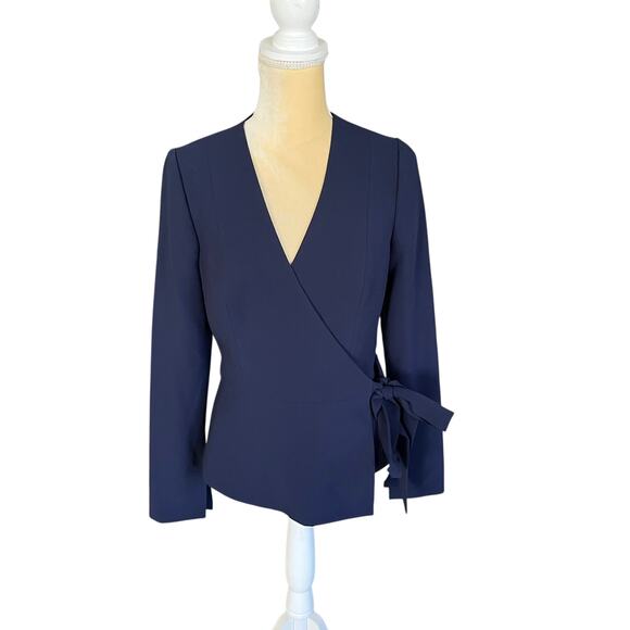 Black Halo Navy Apollo Wrap Jacket Top Size 6 - Picture 1 of 8